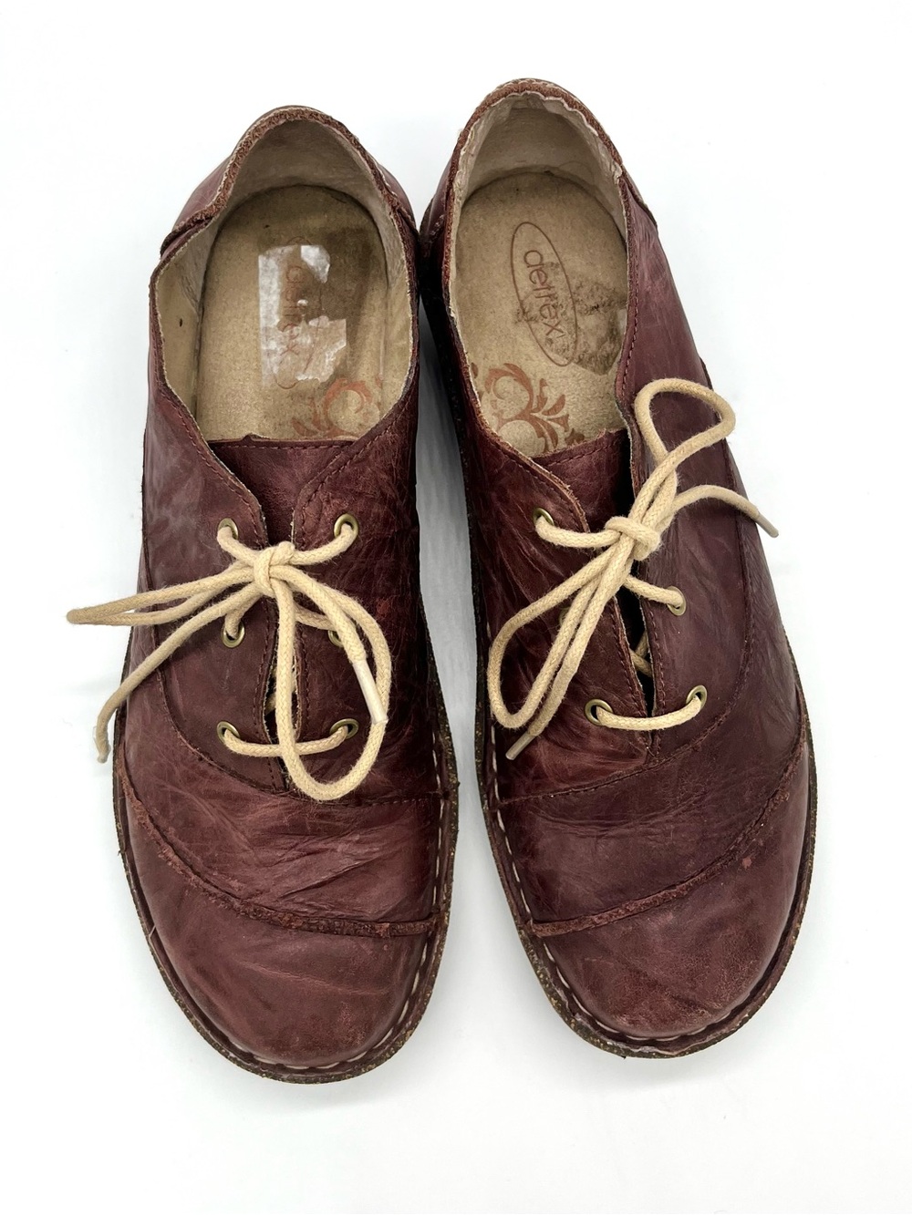 Aetrex Kerry Brown Leather Lace-Up Oxford Shoes w Mini Wedge Women’s Size 7.5-8